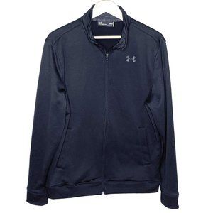 Under Armour Jacket Mens Size Large Dark Grey Full Zip Storm Pockets Loose Fit